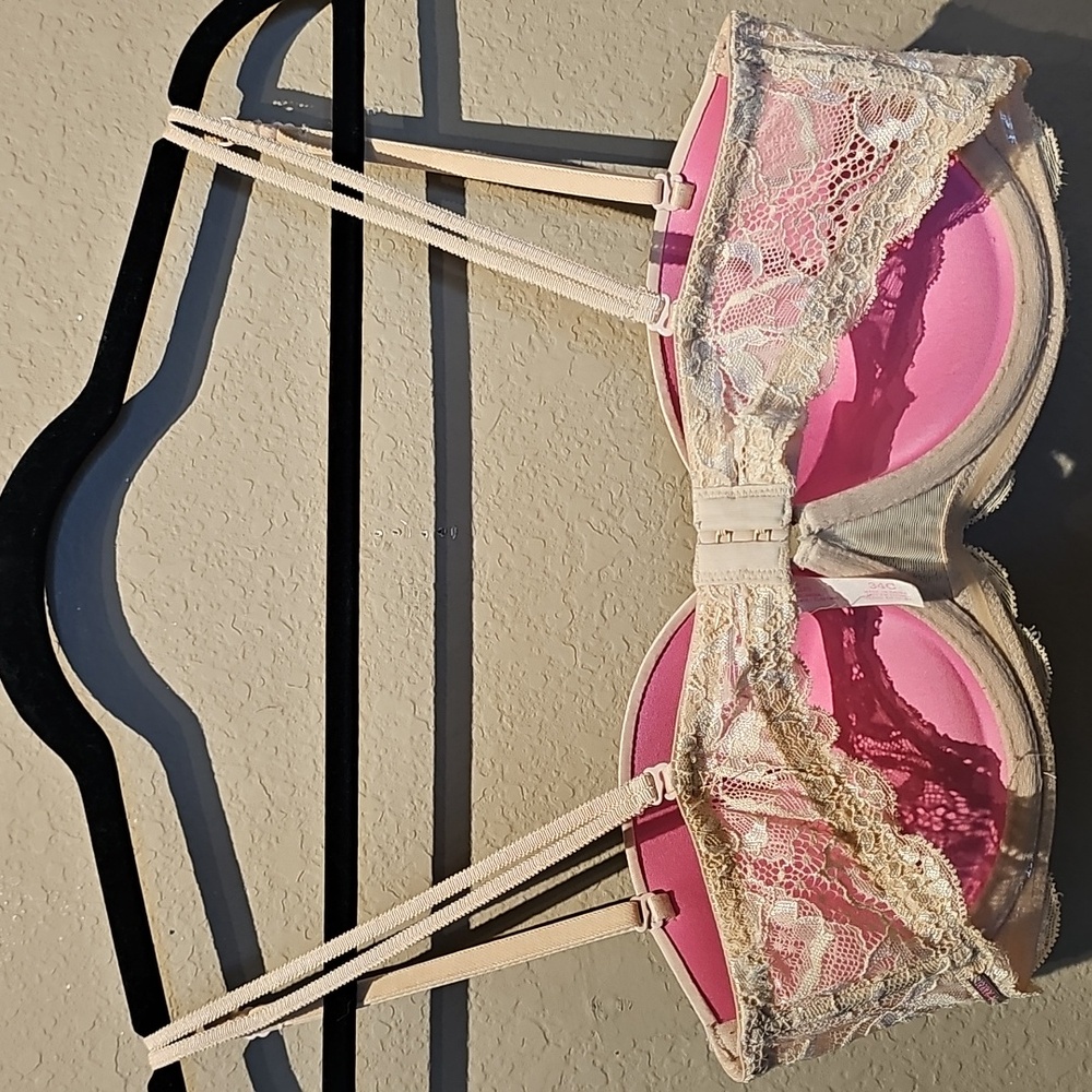 Victoria's Secret PINK Cream Lace Convertible Push Up Bra Size 34C - Picture 3 of 4